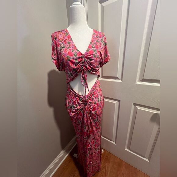 nwt misa Los Angeles Carlotta Ruched Maxi Dress women's cut out dress size md - Picture 4 of 11